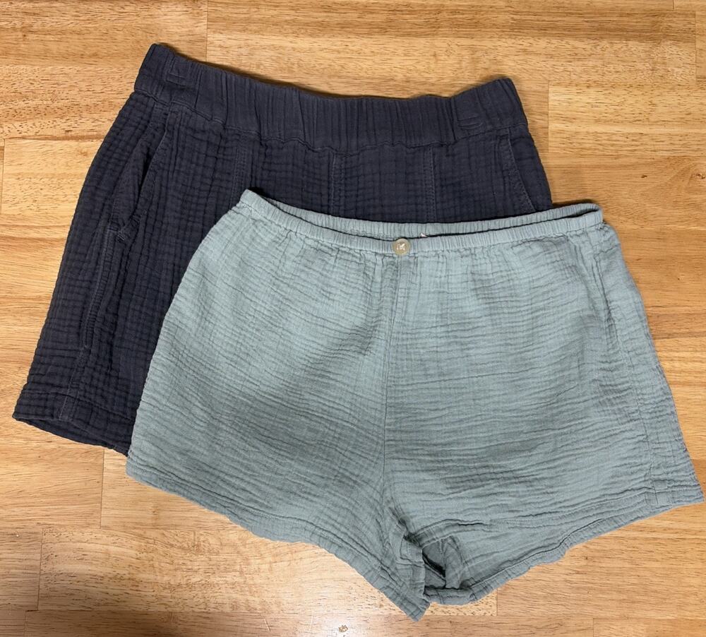 LOT Madewell (2) Easy Pull-On Shorts Lightspun Gauzy Cotton - Sz Small